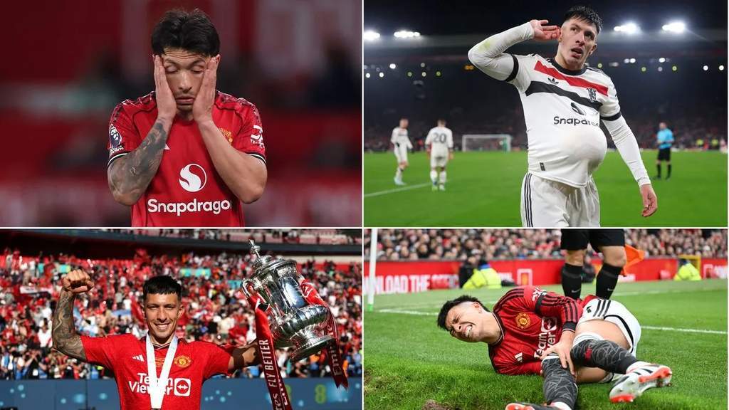 Bek Manchester United Lisandro Martinez saat memberikan instruksi di lapangan